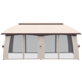 Outsunny 10' x 20' Patio Gazebo, Outdoor Gazebo Canopy Shelter with Netting, Vented Roof, Steel Frame for Garden, Lawn, Backyard, and Deck, Beige Outsunny