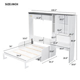 Harper & Bright Designs Full Size Murphy Bed with Desk, Multi-Functional Murphy Bed with Sofa and Storage Cabinet – Space-Saving Foldable Design, White Harper & Bright Designs
