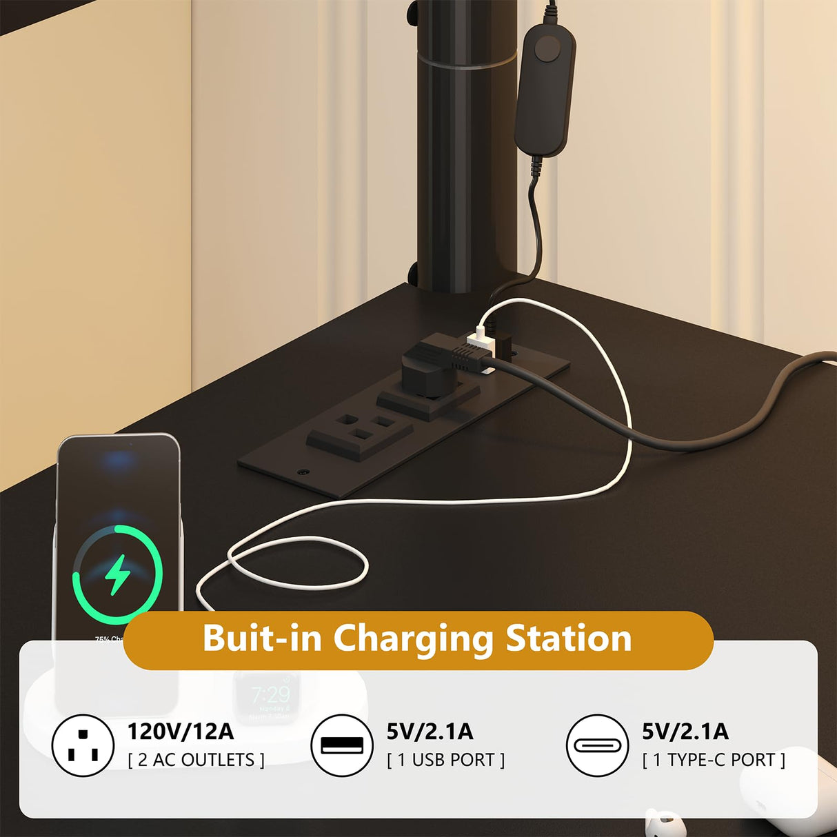 Twin Size Loft Bed with U-Shaped Desk & RGB LED Lights, Twin Loft Metal Bed Frame with Charging Station Bunk loft bed with 3 Drawers, Safety Guard & Ladder, 3 Pegboards, No Box Spring Needed, BlacK CSZZD