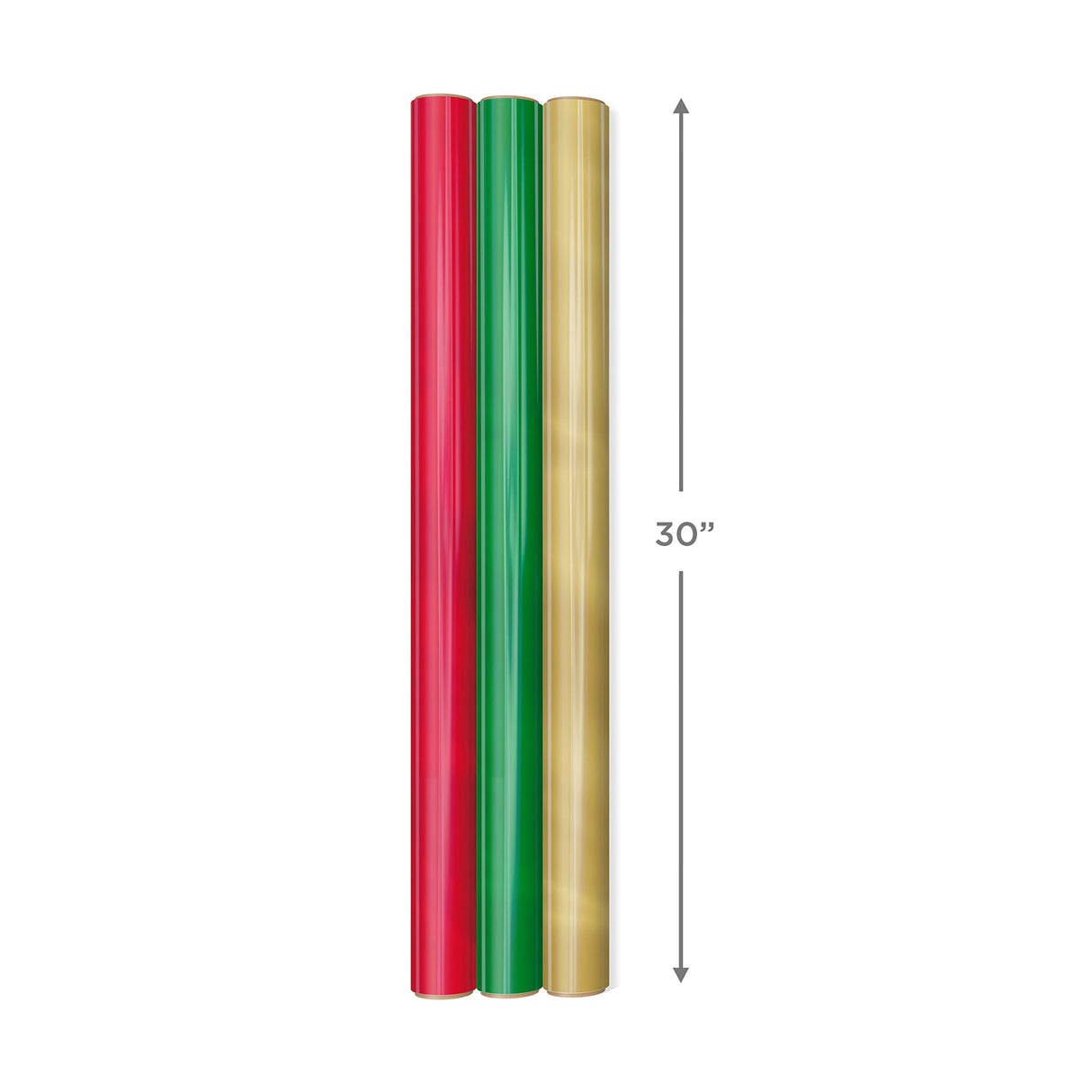 Hallmark Christmas Wrapping Paper Rolls - Solid Red, Green, Gold Metallic Foil Gift Wrap Paper (Set of 3 Rolls: 60 sq. ft. ttl.) for Holiday Parties, Hanukkah, Winter Weddings Hallmark