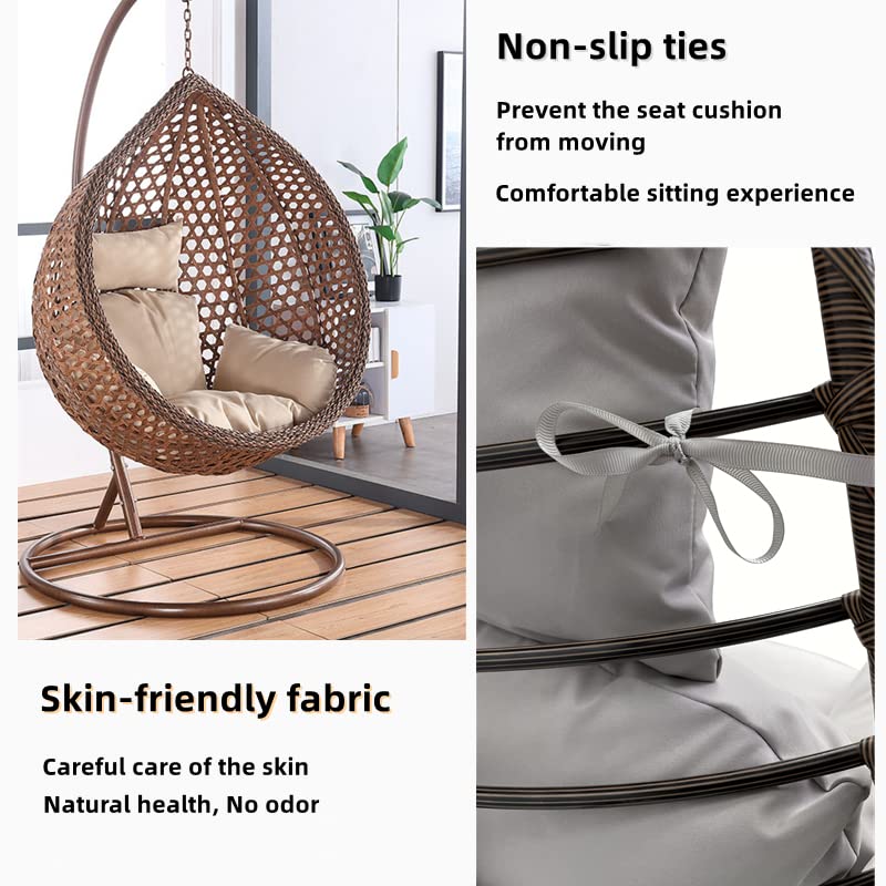 Srutirbo Swing Egg Cushion Replacement, Outdoor Hanging Basket Seat Cushion Pillow, Foldable Hanging Egg Chair Back Cushions with Headrest Pillow (Dark Grey) Srutirbo