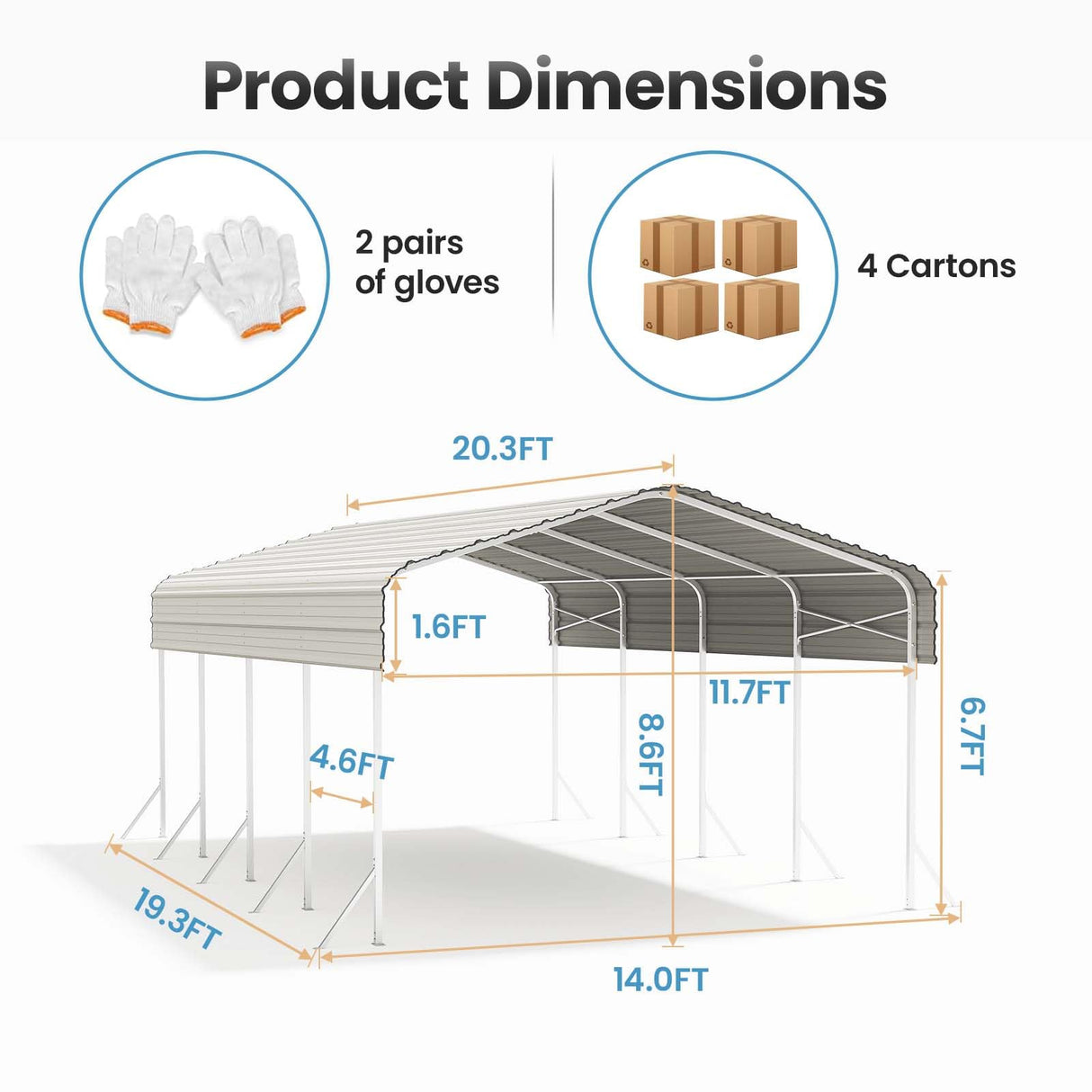 12x20 Carport, Heavy Duty Metal Car Port, All-Weather Protection, Easy Assembly for Cars, Trucks, Boats, Tractors, and Outdoor Storage fuzzy-bird