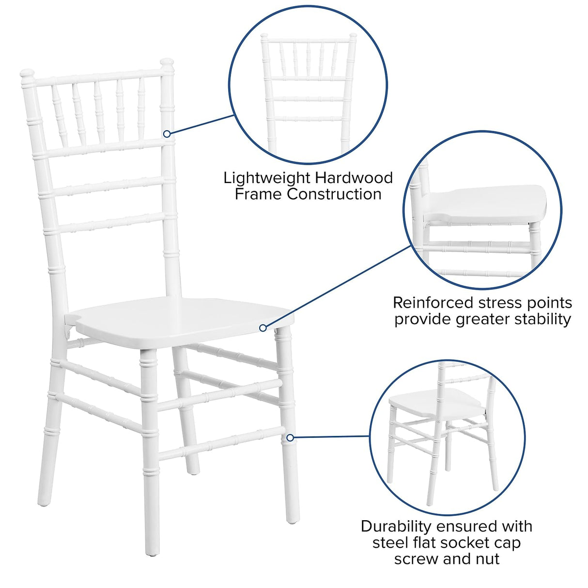 Flash Furniture HERCULES Series White Wood Chiavari Chair Flash Furniture