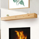 TECANA Fireplace Mantel 60 Inches - Rustic Floating Mantel Shelf - Solid Wood Mantel with Invisible Support Bracket - Wall Mantel Shelf for Farmhouse (60" L x 8" D x 5" H, Natural) TECANA