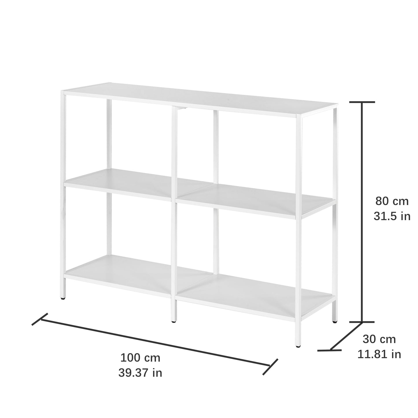 HDANI 39.4 Inches Metal Console Table with 3 Tier Storage Shelves,Sofa Table,Narrow Console Table,Modern Style,Suitable for Entryway Table Living Room,Bedroom,White