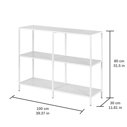 HDANI 39.4 Inches Metal Console Table with 3 Tier Storage Shelves,Sofa Table,Narrow Console Table,Modern Style,Suitable for Entryway Table Living Room,Bedroom,White