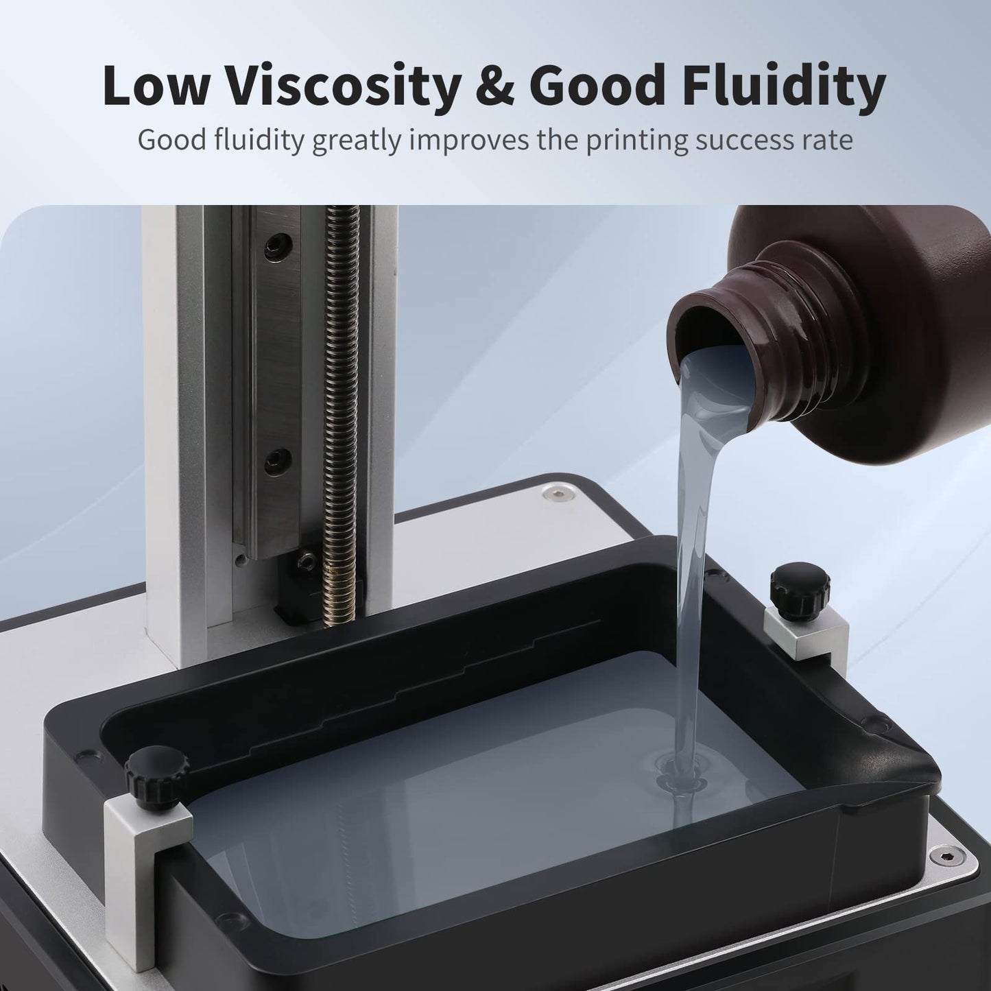 ANYCUBIC 3D Printer Resin, Water Washable Resin, No Need Extra Alcohol and Easy to Clean, Fast Curing, Low Odor, Wide Compatibility for All LCD Resin 3D Printers (Grey, 1kg)