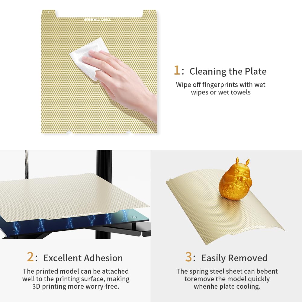 258x258mm Double Sided Flexible PEI Honeycomb Sheet, Smooth PEI Honeycomb Surface for X1/P1P 3D Printer, 3D Printer PEI Plate Removable Platform（1PCS) OUYANG