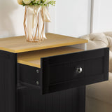 GAZHOME Tilt Out Trash Cabinet, Wooden Free Standing Trash Cabinet,Recycling Cabinet with Hideaway Drawer,10 Gallon Tilt Out Trash Cabinet Kitchen(Black) GAZHOME