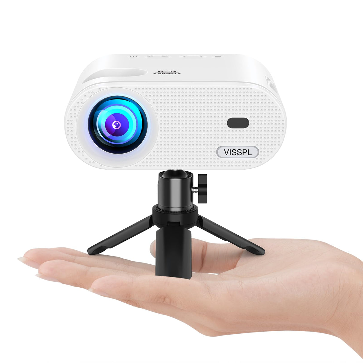 Mini Projector, VISSPL Full HD 1080P Video Projector, Portable Outdoor Projector with Tripod, Kids Gift, Home Theater Movie Phone Projector Compatible with Android/iOS/Windows/TV Stick/HDMI/USB VISSPL