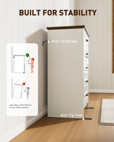 Amada 5 Drawer Dresser for Bedroom with Wood Drawers, Supports up to 22 lbs per Drawer, Anti-Tip Design for Safety, 5 Farmhouse Dresser Drawer Unit for Bedroom, Nursery, Living Room, Brown and White AMADA HOMEFURNISHING