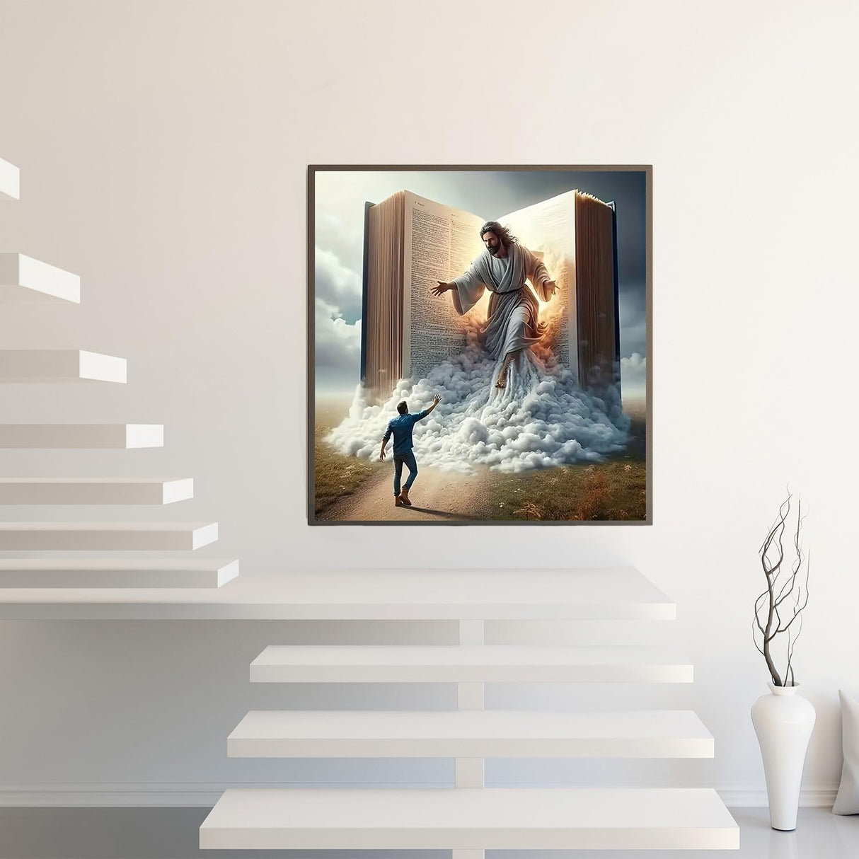 Diamond Art Painting Kits for Adults, Jesus 5D Diamond Painting Dots Art Kits for Adults Beginner, DIY Full Round Gem Crystal Art Paint by Diamond Book, Home Wall Decor 14x 14 in BYGFHLYW