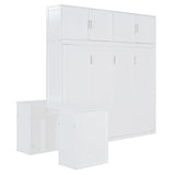 Merax Queen Size Wall Murphy Bed with Desk and Storage Shelves and Big Cabinets for Guest Room, Bed Room, Guest Room, Home Office, White Merax