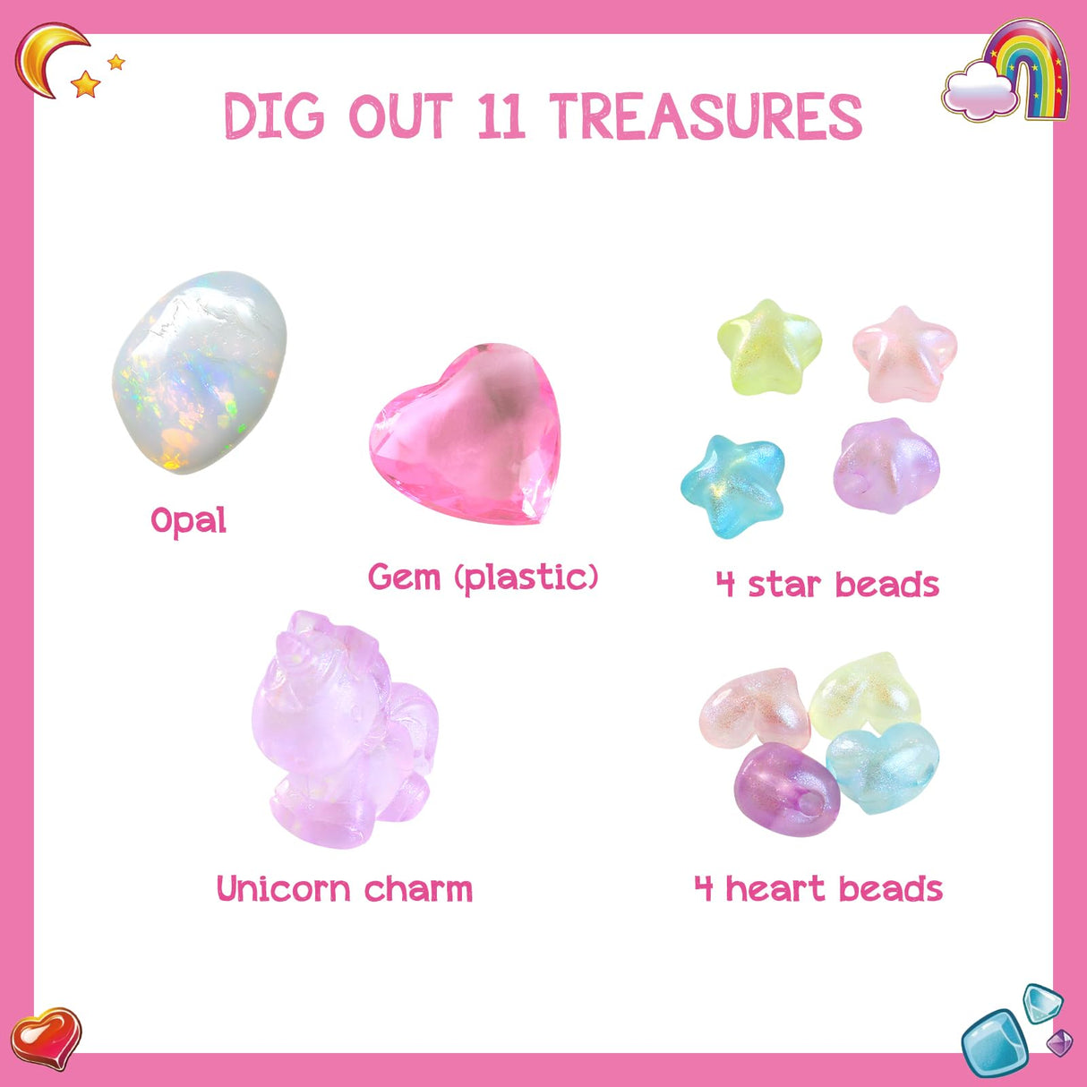 EDUMAN Unicorn Scavenger Hunt Dig Kit - Treasure Dig Kit Interactive Arts & Crafts, STEM Educational Toy with Clue Cards, Gemstone Dig Kits & DIY Jewelry Making Kits for Kids 6+, Ideal Gift for Girls EDUMAN