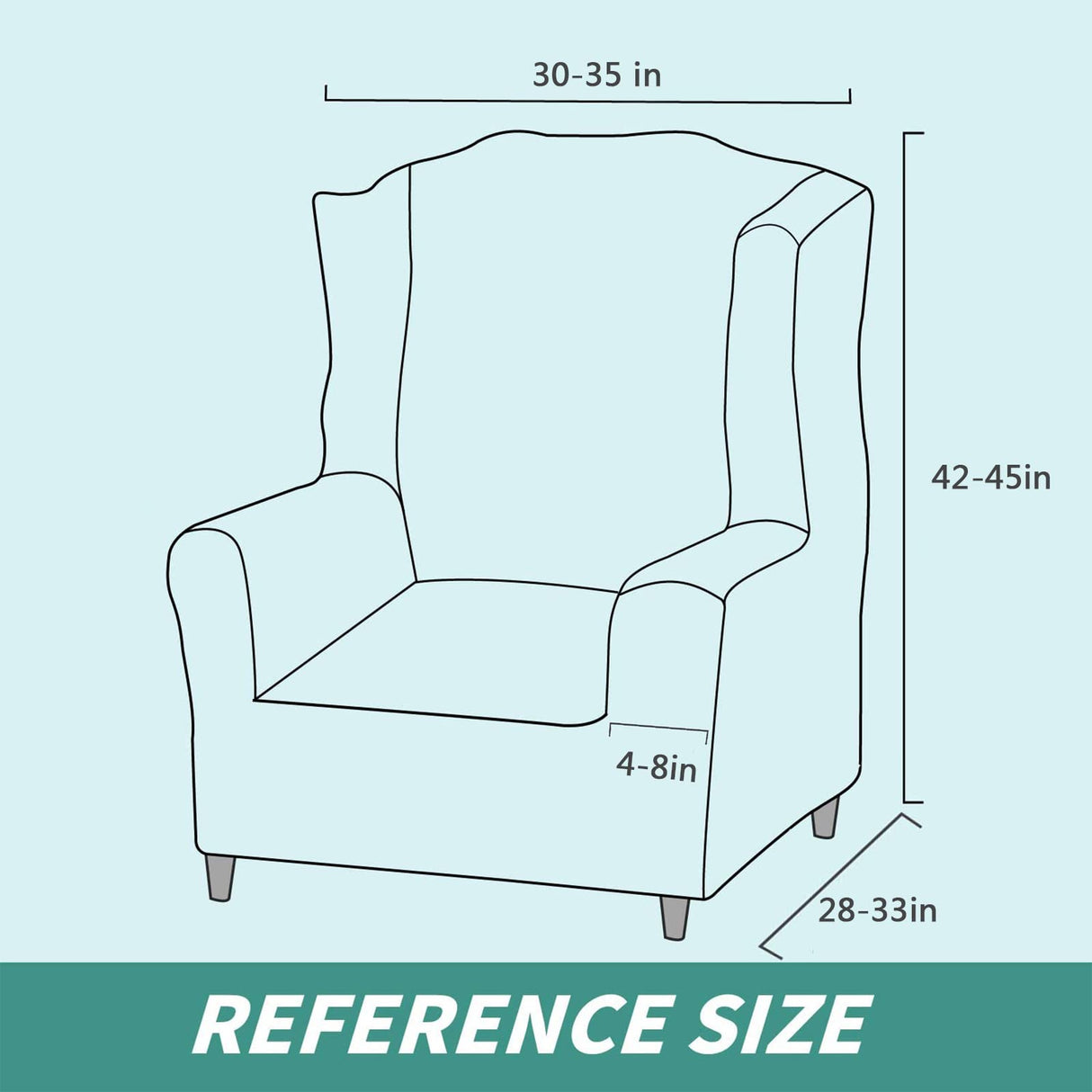 YEMYHOM 1 Piece Stretch Wingback Chair Slipcover Latest Jacquard Design Wing Chair Cover Non Slip Furniture Protector with Foam Rods for Living Room (Wing Chair, Light Gray) YEMYHOM