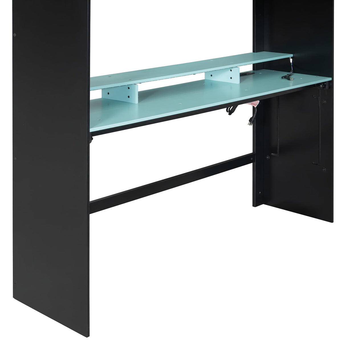 Bellemave Full Loft Bed with Height-Adjustable Desk,Wardrobe,Ample Storage Space,and RGB Light, Gaming loft Bed with Desk, Black+Blue Bellemave