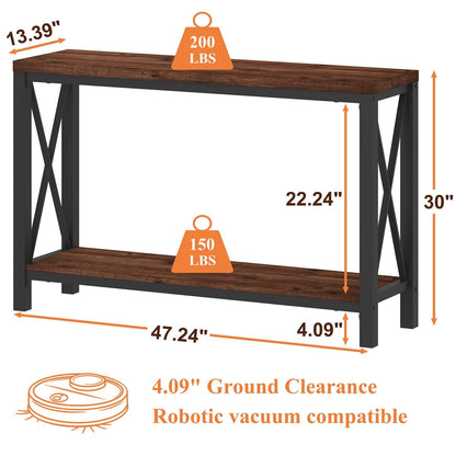 Rustic Oak 2-Tier Console Table by BON AUGURE – Stylish Entryway and Living Room Furniture - WoodArtSupply