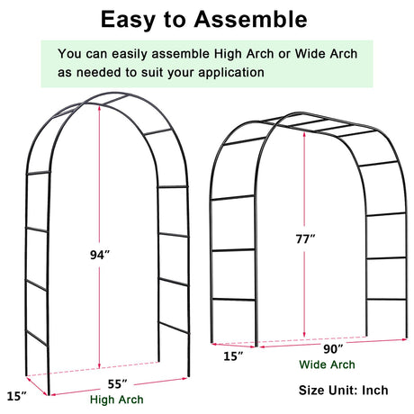 Metal Pergola Arbor, Outdoor Flower Garden Arch Trellis, Steel Garden Arbor for Climbing Plants, Wedding Decoration, 7'8" H x 4'5" W Skypatio