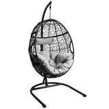 Giantex Hanging Egg Chair, 36.5-Width Oversized Swing Chair with C-Hammock Stand Set, Hammock Chair with Soft Seat Cushion & Pillow, Multifunctional Hanging Chairs for Outdoor Indoor Bedroom (Gray) Giantex