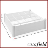 Casafield 4' x 4' x 12" White Vinyl Raised Garden Bed with Grid System, Outdoor Above Ground Planter Box for Flowers, Vegetables, and Gardening Casafield