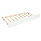 Merax Twin Daybed with Trundle, Solid Wood Captains Bed Twin Size Sofa Bed Frame (White) Merax