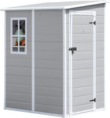 CDCASA 5x4 FT Resin Storage Shed, Waterproof Sheds & Outdoor Storage with Floor & Window & Lockable Door, Tool Shed for Garden, Patio, Backyard, Light Grey CDCASA