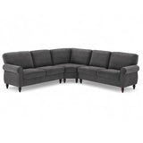 ONBRILL 101" L Shaped Couch, Sectional Corner Sofa with Rolled Arms, 5 Seater Chenille Fabric Couch w/Springs Seat Cushion, Wooden Legs, Comfy Oversized Sofa for Living Room, Apartment, Grey ONBRILL