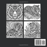 Tiger Coloring Book For Adults: Fun and Relaxing Mandala Patterns, Animals Illustrations For Men and Women Majosta