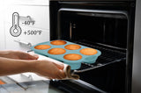 Silicone Muffin Pan - 6-Cavity Nonstick Baking Tray for Muffins, Cupcakes, Brownies and More - Food Grade and BPA Free - Pack of 3 Colors (Gray, Orange, Peacock Blue) Baocuan