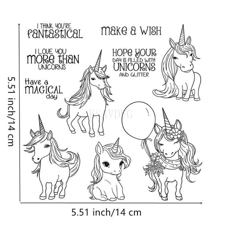Unicorn Words I Love You Clear Stamps and Die Cuts Sets for Handmade Card Making Metal Cutting Dies Stencils Scrapbook Kit Embossing Supplies 2024-2025 Seals Template KSAVDFG