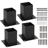 WIMART 4x4 Post Base, Inner Size 3.5"x3.5"Deck Post Base, Deck Post Base for Concrete, for Mailbox Support Wood Fence Post Anchort (Black - Set 4) WIMART