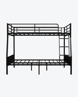 Miscoos Full XL Over Queen Metal Bunk Bed, Heavy-Duty Bed Frame with EVA Rubber Cover Ladder & Safety Guardrails, Space-Saving Sturdy Queen Bunk Bed for Adults & Teens, Black Miscoos