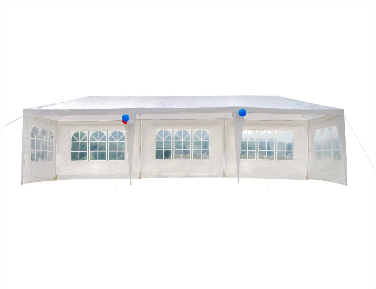 GOJOOASIS Wedding Party Tent 10x30 White Outdoor Canopy Tent Outdoor Gazebo (10' x 30' with 5 Walls) GOJOOASIS