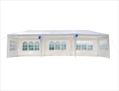 GOJOOASIS Wedding Party Tent 10x30 White Outdoor Canopy Tent Outdoor Gazebo (10' x 30' with 5 Walls)