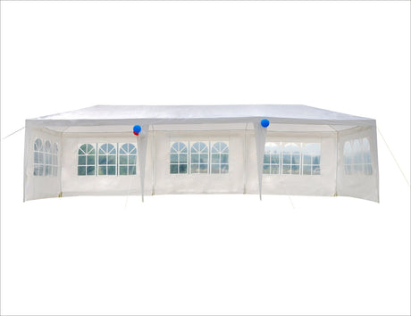 GOJOOASIS Wedding Party Tent 10x30 White Outdoor Canopy Tent Outdoor Gazebo (10' x 30' with 5 Walls) GOJOOASIS