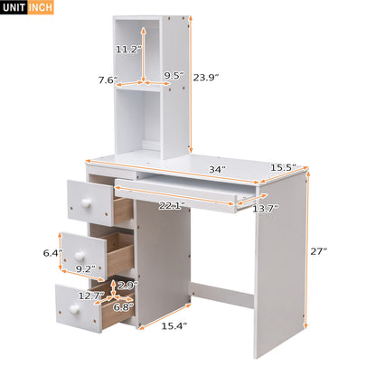 Harper & Bright Designs White Twin over Twin Bunk Bed with Stairs, Desk, and Storage for Kids and Teens