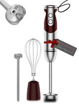 3- in-1 Immersion Hand blender, Powerful MOTOR & Stainless Steel Stick Blender, 4 Sharpe Blades with Whisk, Milk Frother Attachments MEGAWISE