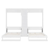 2-in-1 Design Dual Murphy Bed Twin Size with Cabinets and Shelves, Wood Wall Murphy Bed, Can be Folded Platform Bed with Convertible Shelf-Legs for Guest Room Home Office (White-7.23) XD Designs