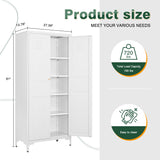 Letaya White Storage Cabinet with Feets-Metal Home Kitchen Pantry Cabinets with Doors and Adjustable Shelves,Organization Locker for Cupboard/Bedroom/Dining/Living/Bathroom/Office/Garage Room (White) Letaya