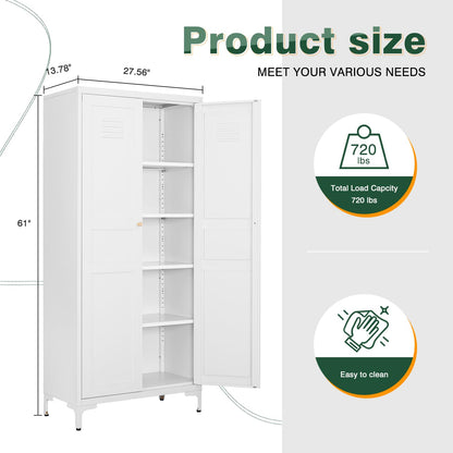 Letaya White Storage Cabinet with Feets-Metal Home Kitchen Pantry Cabinets with Doors and Adjustable Shelves,Organization Locker for Cupboard/Bedroom/Dining/Living/Bathroom/Office/Garage Room - WoodArtSupply