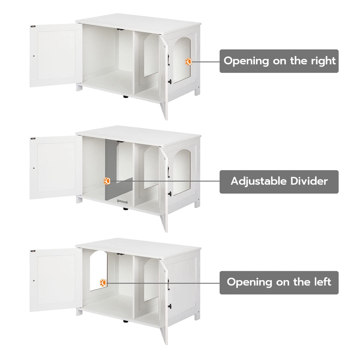 HOOBRO Litter Box Enclosure, Cat Litter Box Furniture with Removable Divider, Large Hidden Litter Box Furniture, Wooden Cat House, End Side Table, 31" L x 17.5" W x 18" H, White WT03MW01G2 HOOBRO