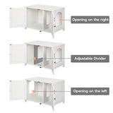 HOOBRO Litter Box Enclosure, Cat Litter Box Furniture with Removable Divider, Large Hidden Litter Box Furniture, Wooden Cat House, End Side Table, 31" L x 17.5" W x 18" H, White WT03MW01G2 HOOBRO