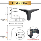 GOSCHE 4 Inch Metal Furniture Legs Black, Legs for Furniture Set of 4, Modern Style Replacement Couch Legs for Dresser Chair Bed Cabinet Table Ottoman Cupboard DIY Replacement Sofa Feet GOSCHE