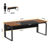 Tribesigns 63" Modern Conference Table with Splicing Board, 5FT Meeting Tables for Home Office, Business Training Seminar Table with Stylish Metal Legs (Only Table) (Walnut & Black) Tribesigns