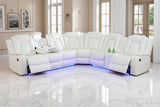 A Ainehome Power Recliner Sectional Sofa Couch with 2 Recliner, Living Room Furniture Sets, Leather Power Reclining Sectional Sofa Set with LED, Leather Couches with USB Port&Storage for Living Room A Ainehome