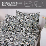 JSD Black Paisley Floral Printed Sheet Set King Size, 4 Piece Soft Pattern Microfiber Sheets Extra Deep Pocket JSD