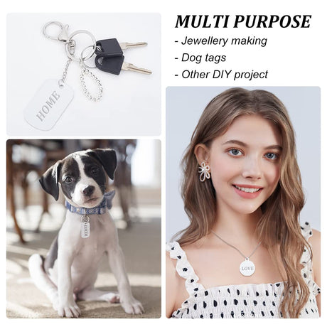 BENECREAT 25pcs Sublimation Aluminum Blank, Rectangle Aluminum Stamping Tag Blank Dog Tag Double Sided Transfer Tags for DIY Keychains, Pets Tags Project, 2x1" BENECREAT