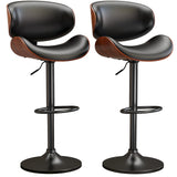 YaFiti Swivel Bar Stools Set of 2 for Kitchen Counter, Adjustable Bentwood Barstools, Modern PU Leather Upholstered Bar Chair with Back and Footrest, for Bar, Kitchen, Dining Room, Black YaFiti