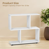 Tangkula 2 Tier Geometric Bookshelf, Freestanding Wood Display Shelf, Home Office Room Divider S Shaped Open Bookcase, Small Bookshelf for Small Spaces, Living Room, Study (White, 1) Tangkula