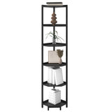 Hzuaneri Corner Shelf Stand, Corner Bookshelf, Storage Standing Shelf Unit with Metal Frame, Plant Stand, Corner Bookcase for Living Room, Home Office, Bedroom, 6-Tier Black CS06006B Hzuaneri